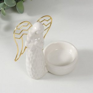 Подсвечник керамика, металл на 1 свечу "Ангел. Молитва" белый 10х5,4х10,7 см