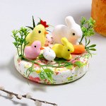 Пасхальный декор «Курочка и зайцы» 13,5 ? 13,5 ? 8 см