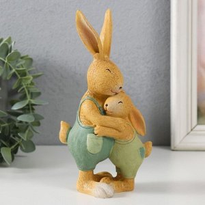 Фигурка полистоун «Папа Заяц с зайчонком», 9.5x7x18 см