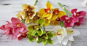 Букет искусственных цветов "Орхидеи", цвет белый/желтый