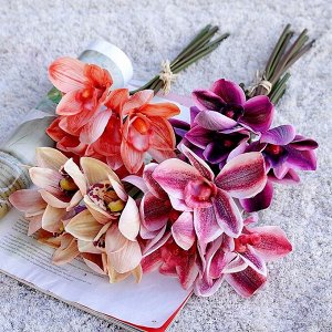 Букет искусственных цветов "Орхидеи", цвет оранжевый