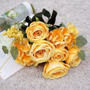 Букет искусственных роз, цвет желтый