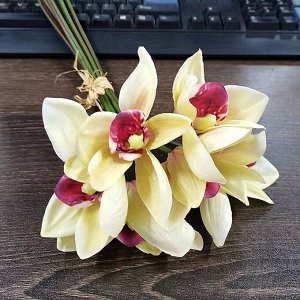 Букет искусственных цветов "Орхидеи", цвет светло-желтый
