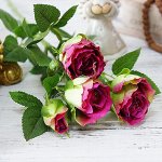 Искусственные розы на ветке, цвет фуксия