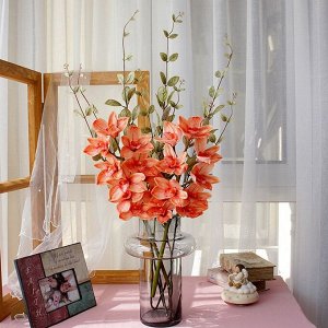 Искусственная ветка "Орхидея", цвет оранжевый