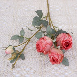 Искусственные розы на ветке, цвет розовый