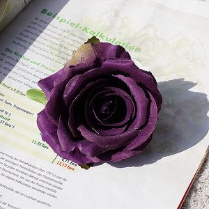 Искусственная роза (12 шт), цвет темно-фиолетовый