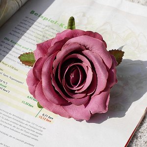 Искусственная роза (12 шт), цвет темно-розовый