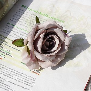 Искусственная роза (12 шт), цвет серый