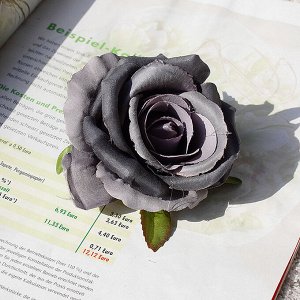 Искусственная роза (12 шт), цвет темно-серый