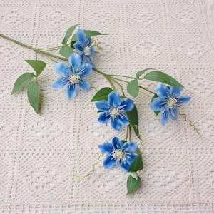 Искусственные цветы "Клематис" на ветке, цвет синий
