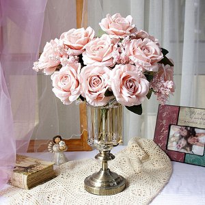 Букет искусственных роз, цвет светло-розовый