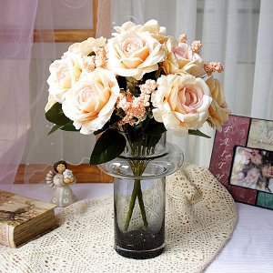 Букет искусственных роз, цвет бежевый, 42 см