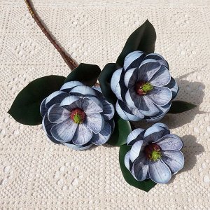 Искусственные цветы "Лотос" на ветке, цвет синий