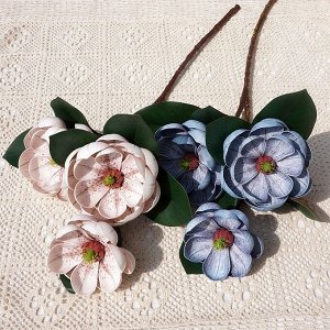 Искусственные цветы "Лотос" на ветке, цвет синий