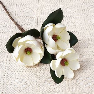 Искусственные цветы "Лотос" на ветке, цвет белый