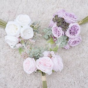 Букет искусственных цветов "Розы", цвет белый