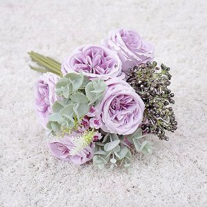 Букет искусственных цветов "Розы", цвет фиолетовый