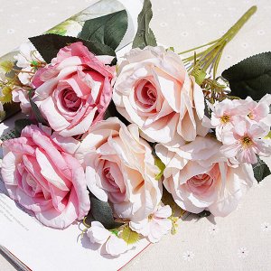 Букет искусственных роз, цвет розовый