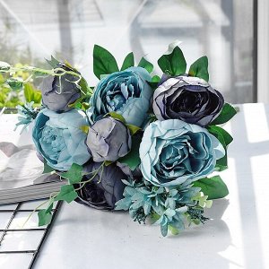 Букет искусственных цветов "Пионы", цвет синий