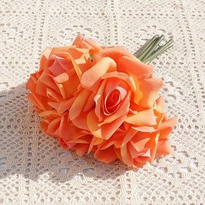Букет искусственных роз, цвет оранжевый