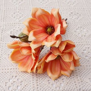 Букет искусственных цветов "Магнолия", цвет оранжевый