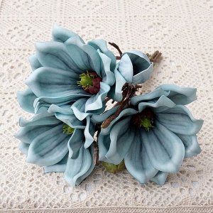 Букет искусственных цветов "Магнолия", цвет синий