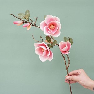 Искусственные цветы "Магнолия" на ветке, цвет розовый, 80 см
