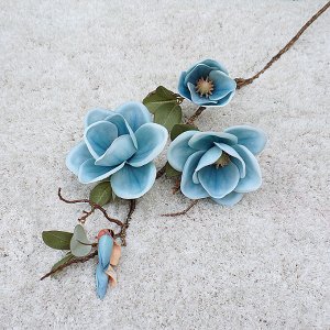 Искусственные цветы "Магнолия" на ветке, цвет синий