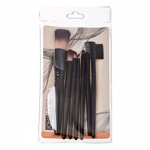 ЮНИLOOK Набор кистей для макияжа 7шт професс., дерево, синтетич.нейлон, 15см, черный, 26905-26