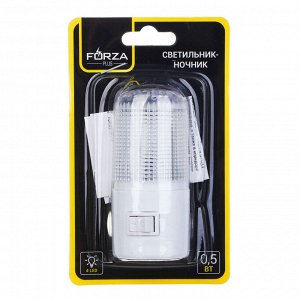 FORZA Ночник светодиодный с выкл., 220-240В, 0,5Вт, 8х7х3см, 4 LED,  пластик