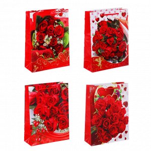 LADECOR Пакет подарочный бумажный, 18x24x7 см, 4 дизайна, Розы