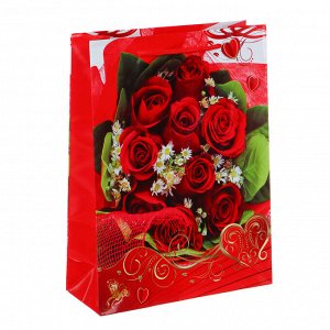 LADECOR Пакет подарочный бумажный, 18x24x7 см, 4 дизайна, Розы