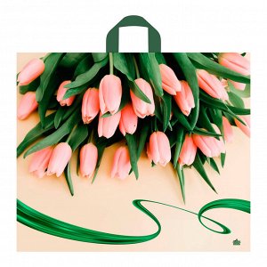 Пакет Райские тюльпаны-пакет с петлевой ручкой, 50x60 см, 60 мкм ПВД