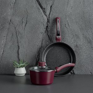SATOSHI Ла Мери Ковш литой 1,3л, d16х8,5см, с крышкой, антипригарное покрытие мрамор, индукция