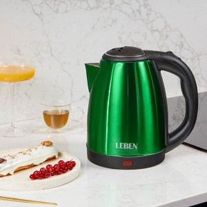 LEBEN Чайник электрический 1,8л, 1500Вт, нерж. сталь, 4 цвета