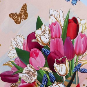LADECOR Пакет подарочный, бумажный, 26x32x10 см, 3 дизайна, цветочный узор, арт.2