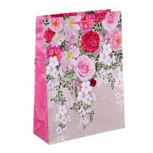 LADECOR Пакет подарочный, бумажный, 31x42x12 см, 2 дизайна, цветы