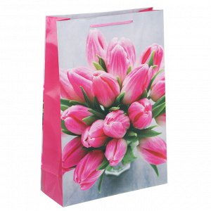 LADECOR Пакет подарочный, бумажный, 26x38x10 см, 4 дизайна, тюльпаны