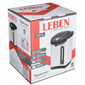 LEBEN Чайник-термопот 3,8л, 750Вт, автоматич. поддержание температ., металл