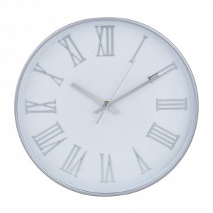 LADECOR CHRONO Часы настенные круглые, пластик, d30 см, 1xAA, оправа цвет серебряный, арт.06-47