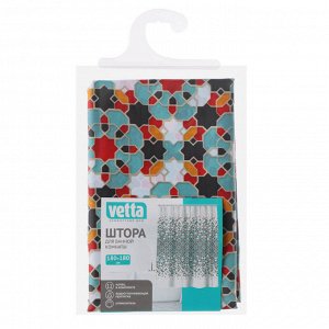 VETTA Шторка для ванной, с утяжелителем, полиэстер, 90 г/м2, 180x180см, "Франко", 4 дизайна