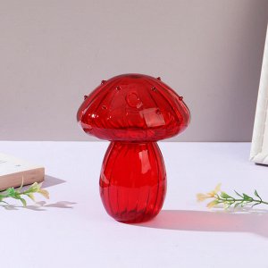 Ваза в форме гриба, 9x12см, стекло, цвет красный, арт.03-4