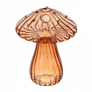 Ваза в форме гриба, 9x12см, стекло, цвет оранжевый, арт.03-5