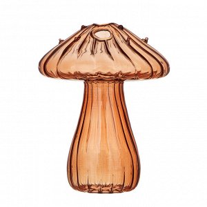 Ваза в форме гриба, 9x12см, стекло, цвет оранжевый, арт.03-5