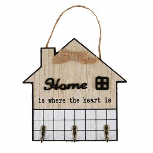 Ключница открытого типа HOME на 3 крючка, 20х20х3 см, МДФ, металл