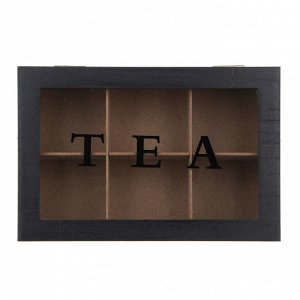 Коробка деревянная для чая с 6 отделениями, 24х16х7 см, МДФ, стекло