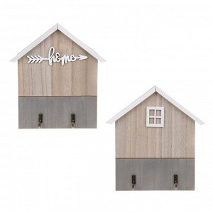 Ключница открытого типа на 2 крючка, 21,5x19,5x3 см, МДФ, 2 дизайна