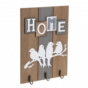 Ключница открытого типа HOME на 3 крючка, 24x17x3 см, МДФ