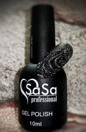 Sasa гель-лак черный светоотражающий 10 мл black diamond